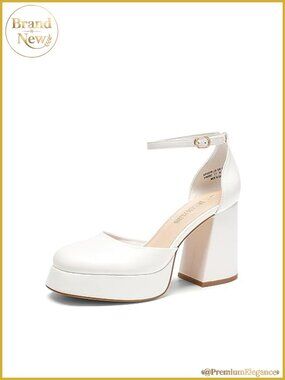 Women's Platform Block Heel Pumps Chunky Heel Ankle Strap Dress Shoes